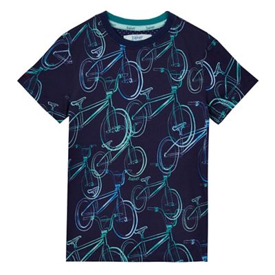 Boys' navy bike print t-shirt